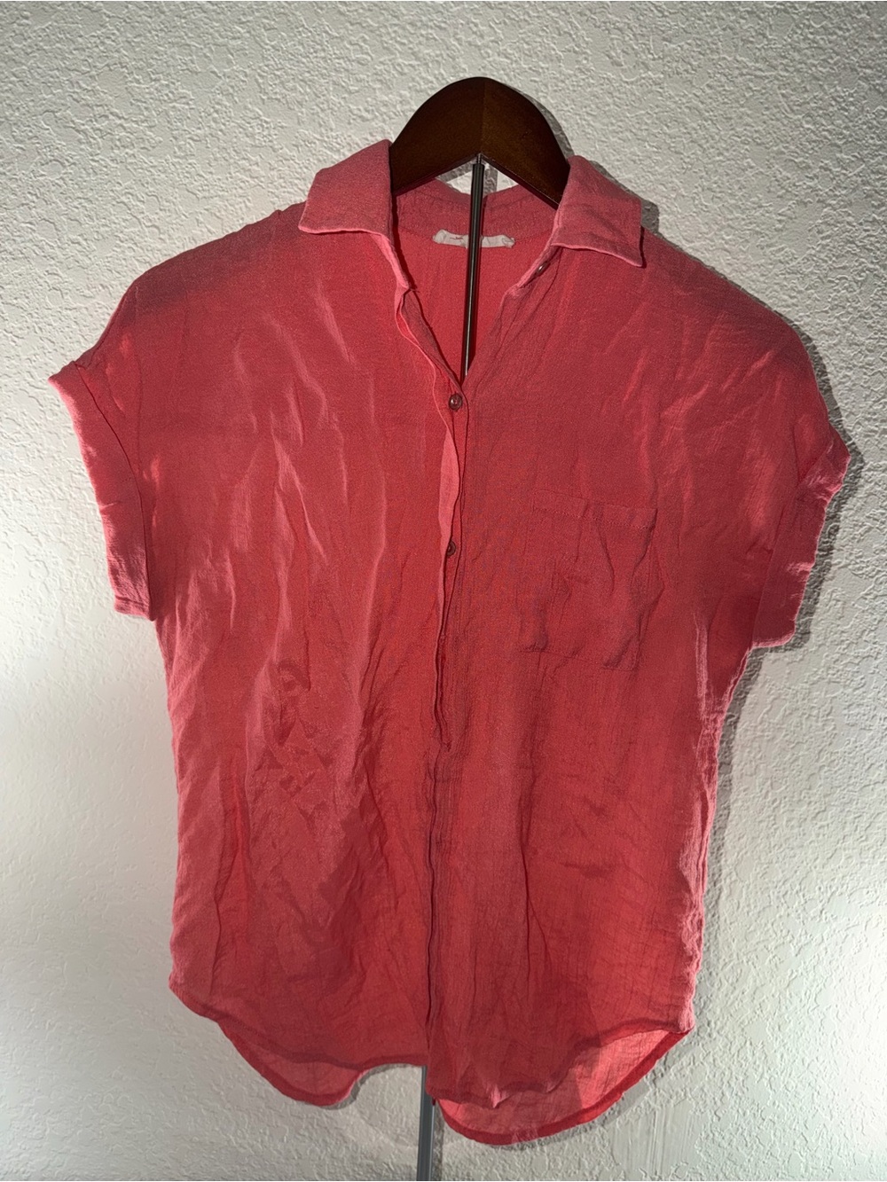 Lily Star Coral Short-Sleeve Button-Up Shirt
